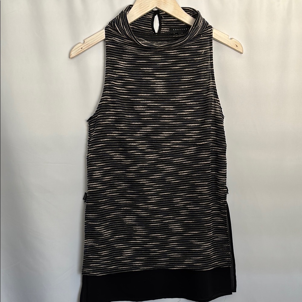 Sanctuary Black and Cream Striped Tank Top